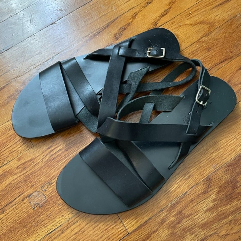 JCREW Black Leather Sandals